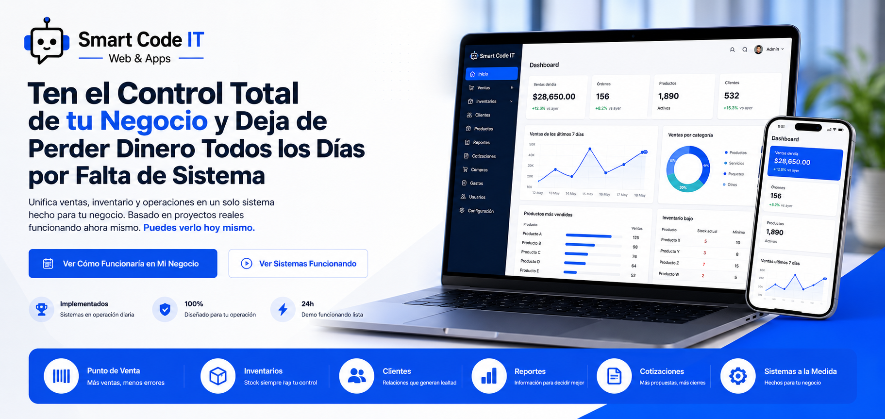 SmartCode IT - Dashboard de Sistema Empresarial