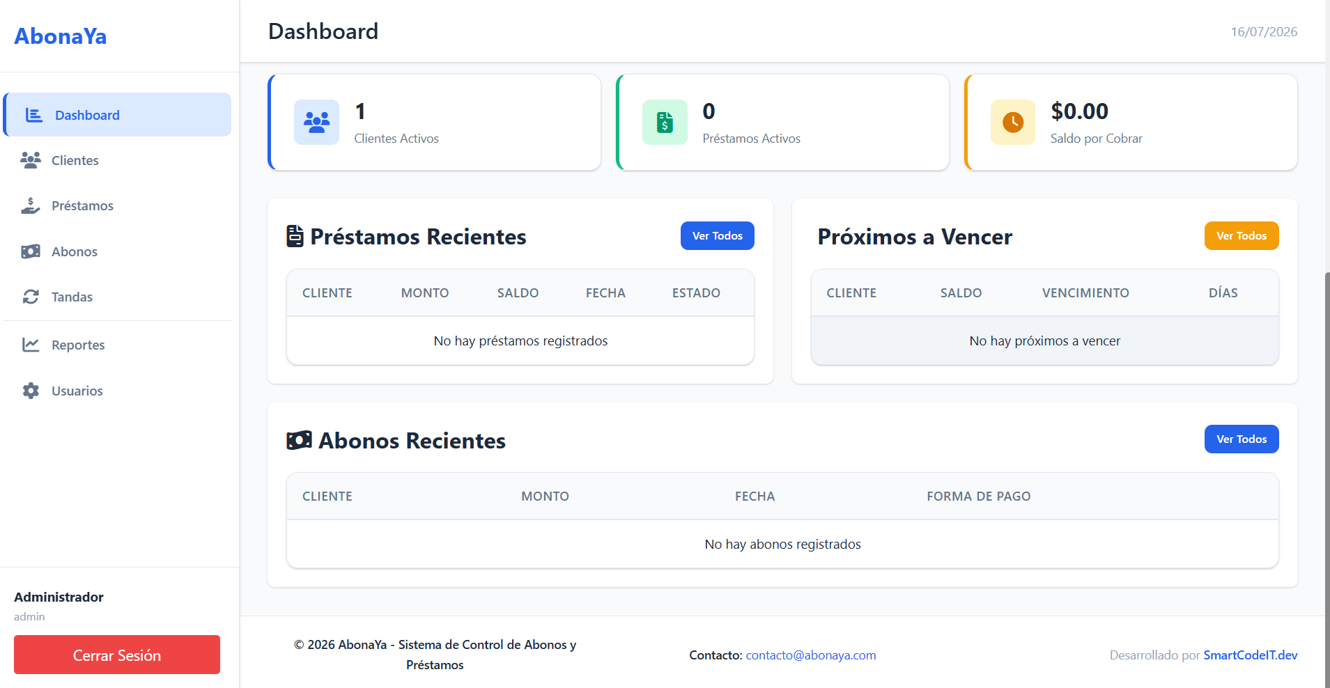 Plataforma SaaS de préstamos AbonaYa