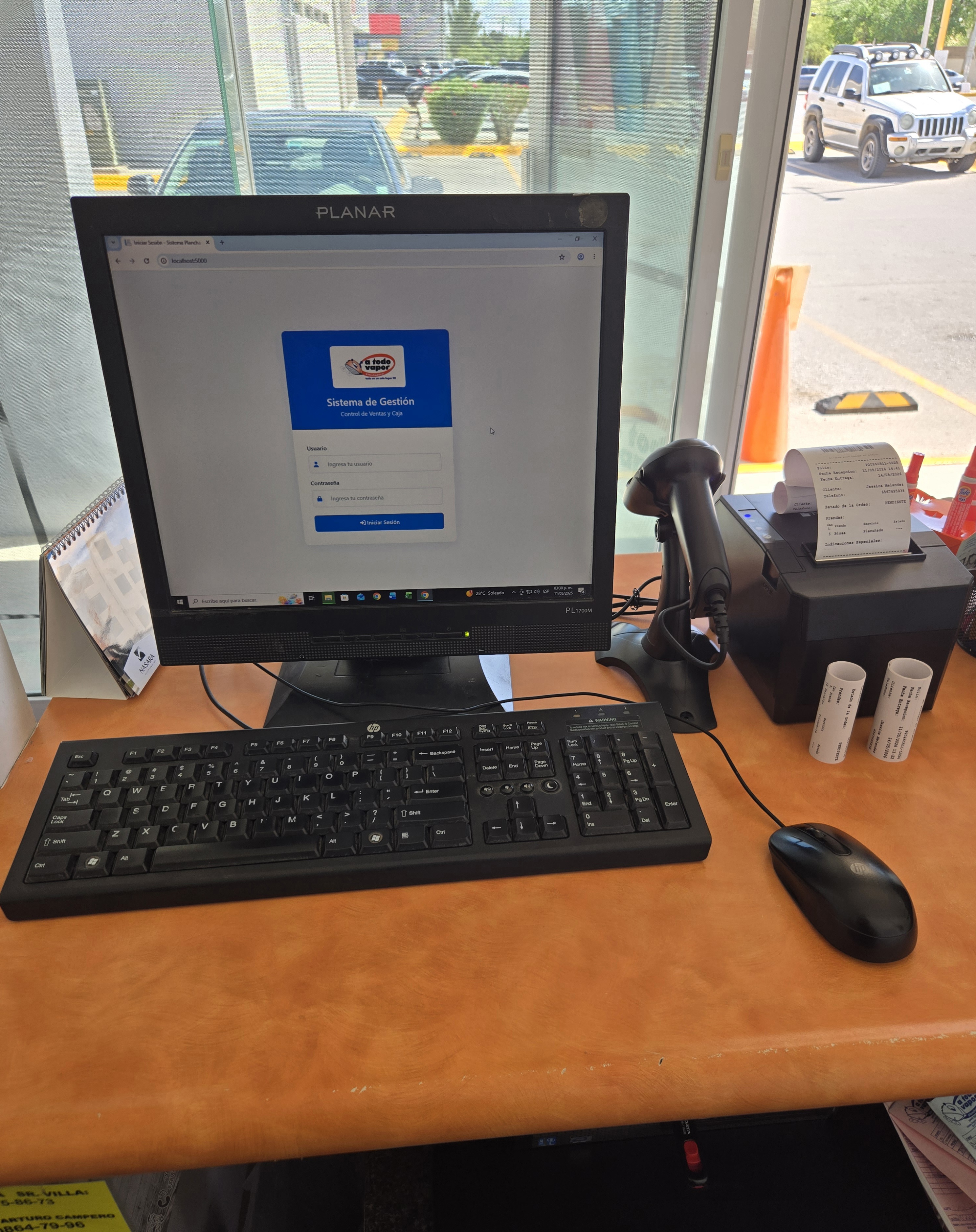 Sistema de recepción y caja para planchaduría